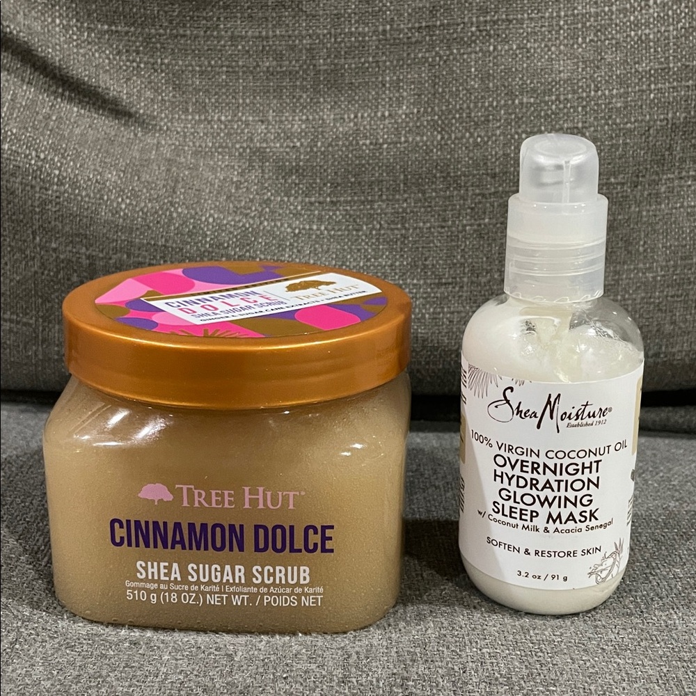 Tree Hut Cinnamon Dolce Shea Sugar Scrub 18Oz Shea Moisture Overnight Sleep Mask